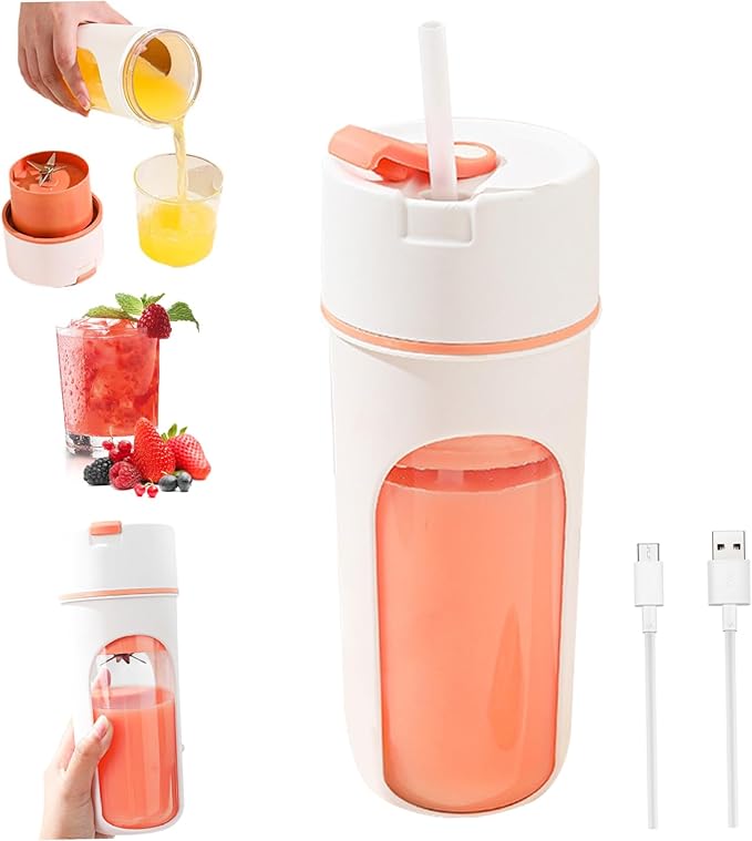 Amyslos Portable USB Blender 480ml – 6-Blade Rechargeable Juicer Bottle for Shakes, Smoothies & Protein Drinks