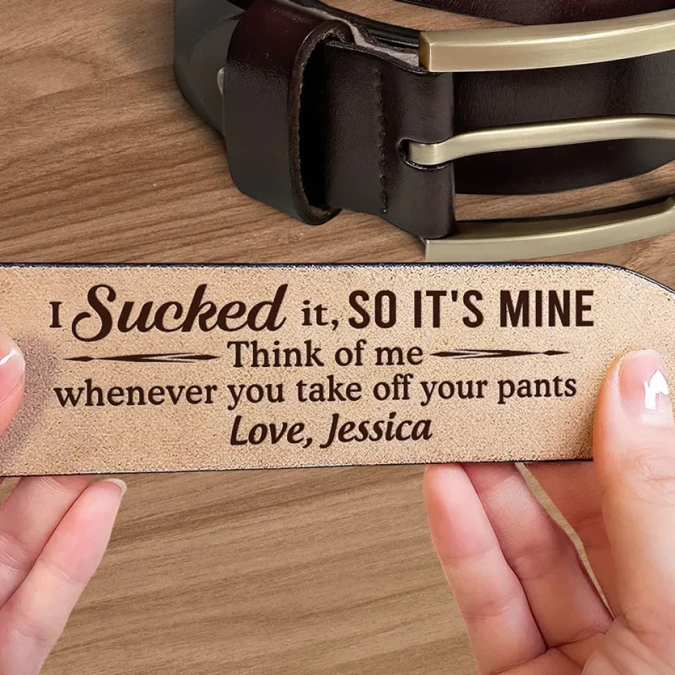 Amyslos "Think Of Me Whenever You Take Off Your Pants" Couple Personalized Custom Engraved Leather Belt - Unique Gift For Husband Wife, Anniversary