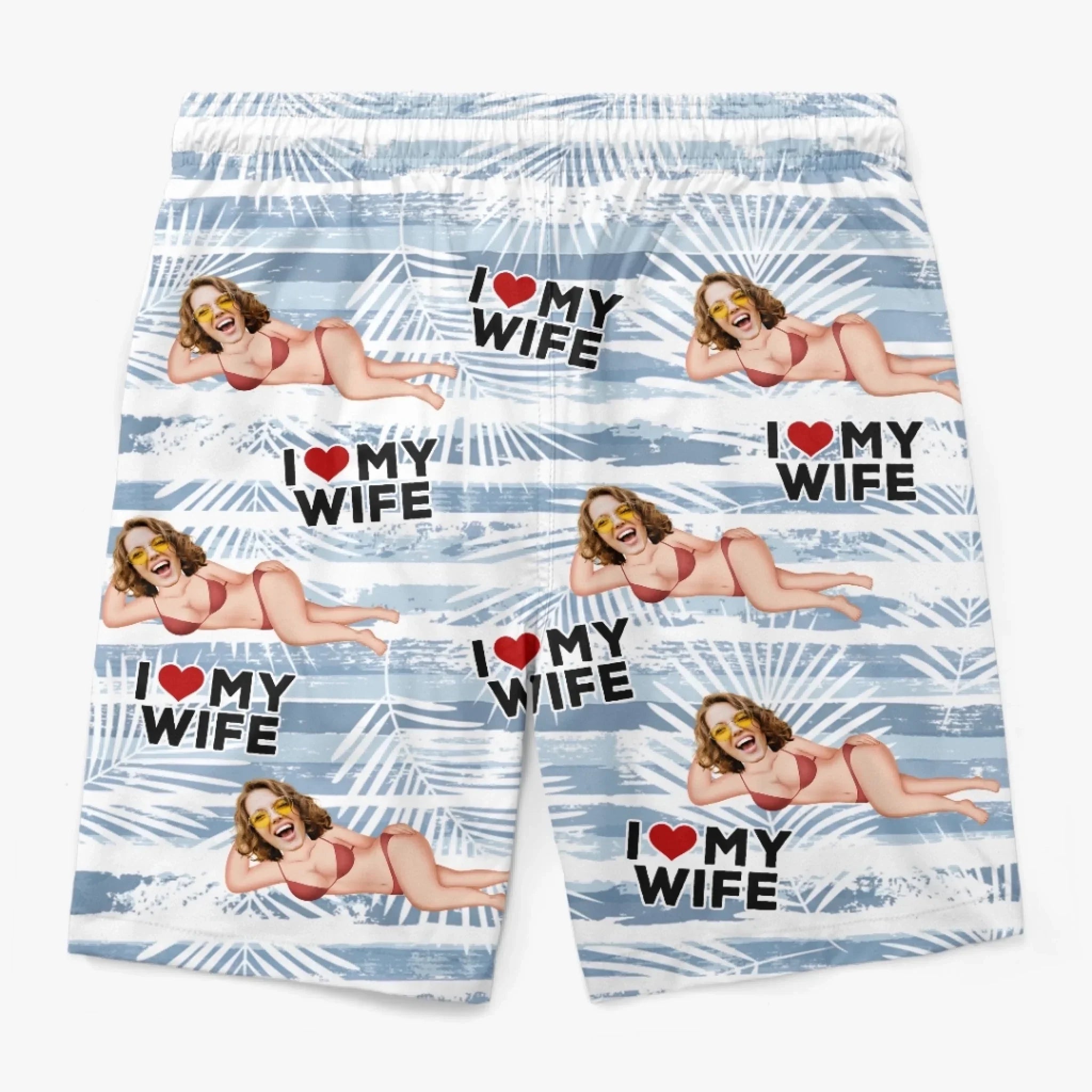 Amyslos Custom Photo Tropical Hawaiian Aloha Men Beach Shorts - Summer Vacation & Travel Gift for Husband, Wife, Him & Her