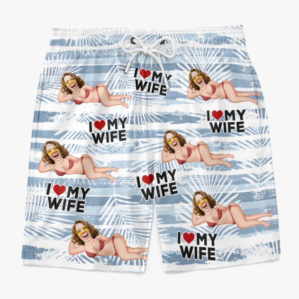 Amyslos Custom Photo Tropical Hawaiian Aloha Men Beach Shorts - Summer Vacation & Travel Gift for Husband, Wife, Him & Her