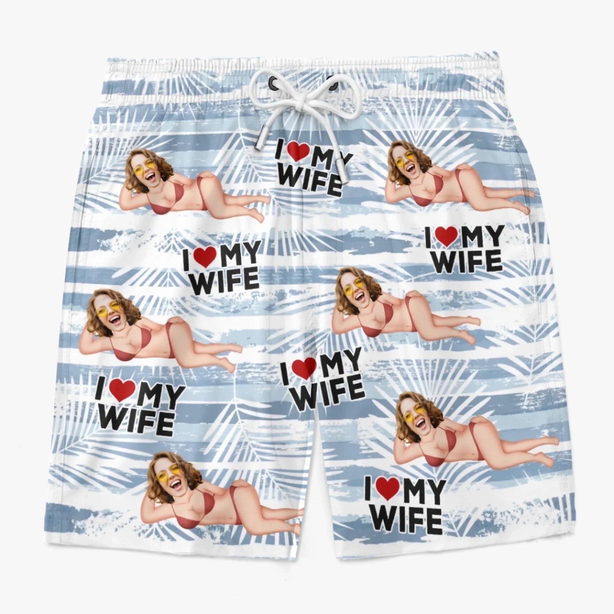 Amyslos Custom Photo Tropical Hawaiian Aloha Men Beach Shorts - Summer Vacation & Travel Gift for Husband, Wife, Him & Her