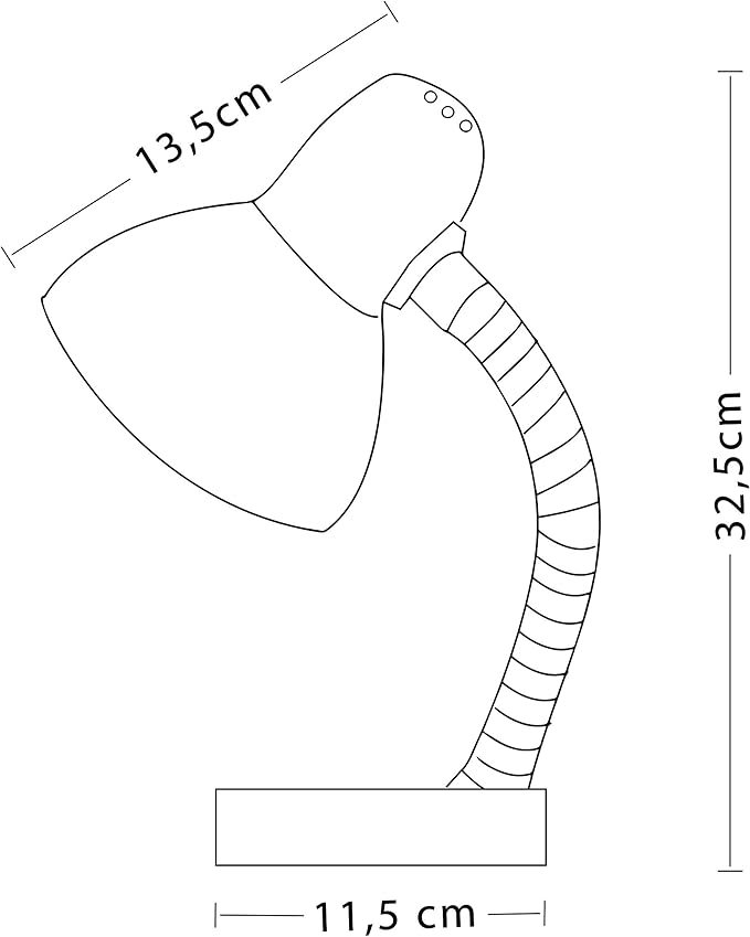 Amyslos VeLamp TL1201-N Flexible Clip-On Lamp – LED Compatible, E27 Socket, Metal Design with Switch, Perfect for Office, Bedroom & Nightstand (6W, Black)