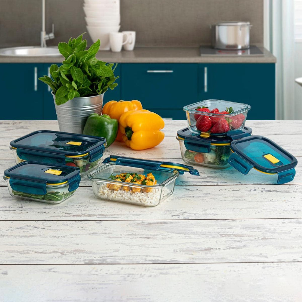 Amyslos Quid Astral Rectangular Airtight Glass Container – Premium Kitchen Storage for Food, Pantry, and Meal Prep