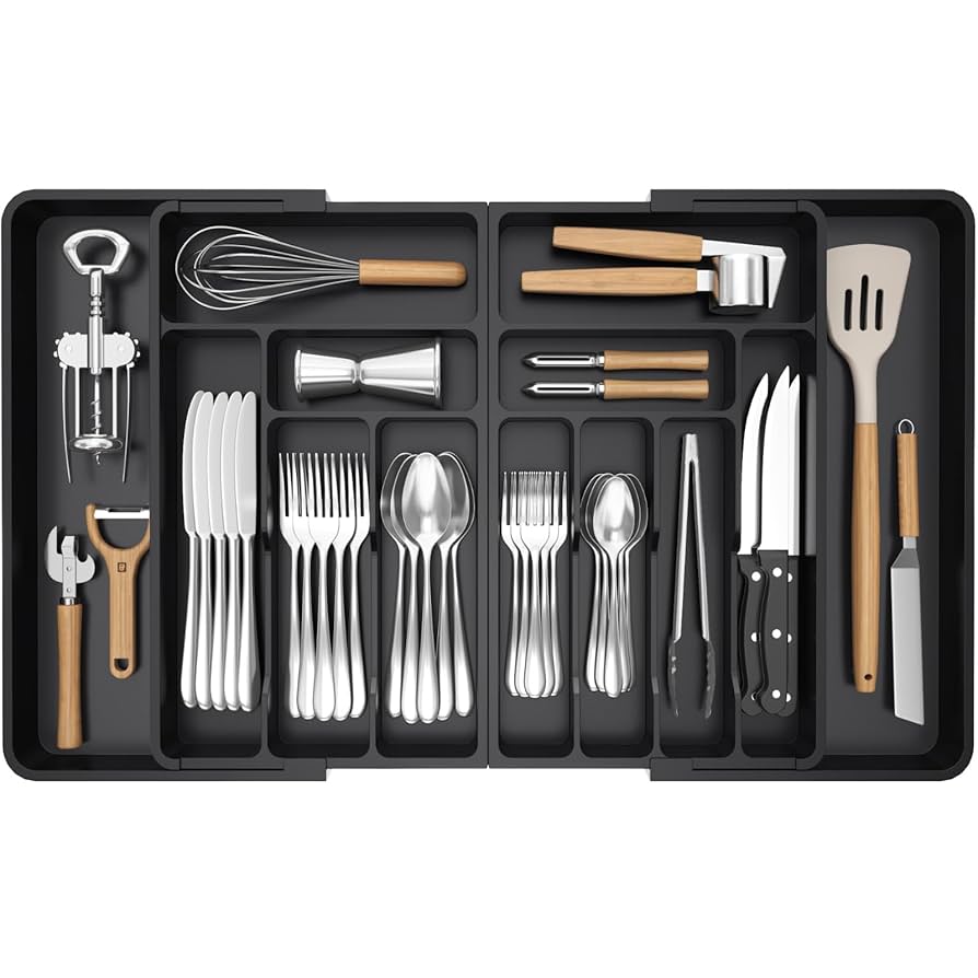 Amyslos | Lifewit Expandable Bamboo Cutlery Tray – Adjustable Kitchen Drawer Organizer ✅