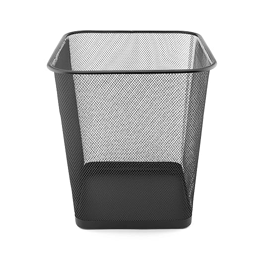 Amyslos 18L Mesh Office Waste Bin – Strong Metal Paper Basket for Home & Workspace, Sleek Black Finish