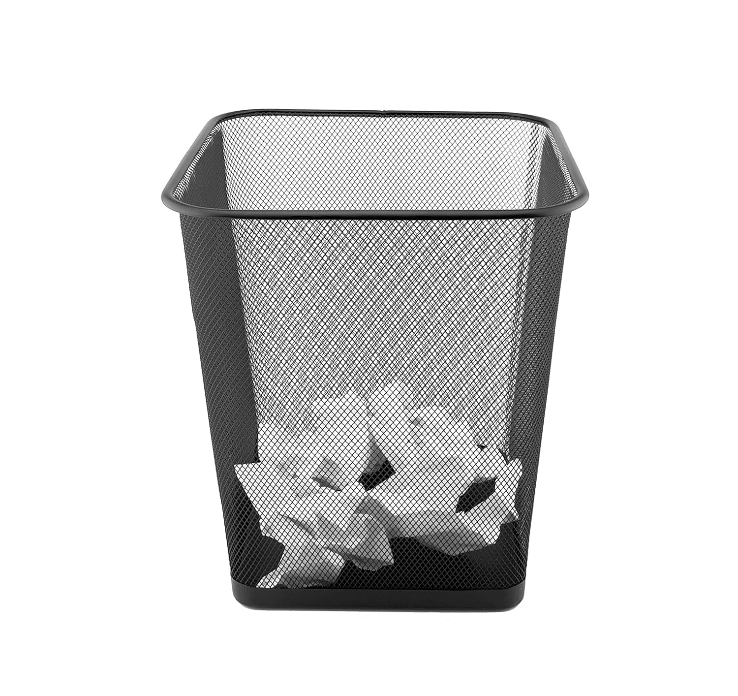 Amyslos 18L Mesh Office Waste Bin – Strong Metal Paper Basket for Home & Workspace, Sleek Black Finish